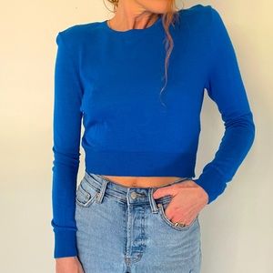 AMERICAN APPAREL Cropped Top Sweater Cobalt Blue SZ M - LIKE NEW